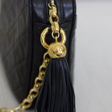 Vintage Chanel Black Lambskin Camera Bag with 24k Gold Hardware