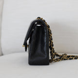 Vintage Chanel Black Lambskin Small Classic Flap with Aged Gold Hardware