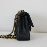 Vintage Chanel Black Lambskin Small Classic Flap with Aged Gold Hardware