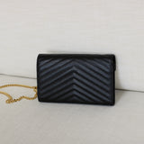 Saint Laurent Black Grain de Poudre Triquilt Envelope Wallet