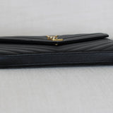 Saint Laurent Black Grain de Poudre Triquilt Envelope Wallet