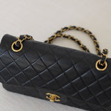 Vintage Chanel Black Lambskin Small Classic Flap with Aged Gold Hardware