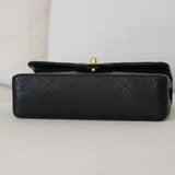 Vintage Chanel Black Lambskin Small Classic Flap with Aged Gold Hardware