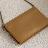 Chanel Dark Beige Caviar Wallet on Chain with Silver Hardware