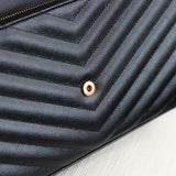 Saint Laurent Black Grain de Poudre Triquilt Envelope Wallet