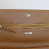 Chanel Dark Beige Caviar Wallet on Chain with Silver Hardware