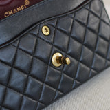 Vintage Chanel Black Lambskin Small Classic Flap with Aged Gold Hardware