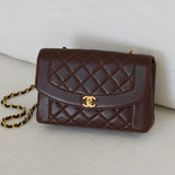 Vintage Chanel Chocolate Lambskin Medium Diana with 24k Gold Hardware
