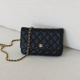 Chanel Black Caviar Wallet on Chain with Gold Hardware
