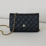 Chanel Black Caviar Wallet on Chain with Gold Hardware