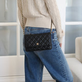 Chanel Black Caviar Wallet on Chain with Gold Hardware