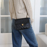 Vintage Chanel Black Lambskin 20cm Square with 24k Gold Hardware