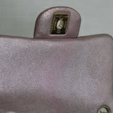 Chanel 14B Metallic Pink Goatskin Mini Square with Light Gold Hardware