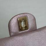 Chanel 14B Metallic Pink Goatskin Mini Square with Light Gold Hardware