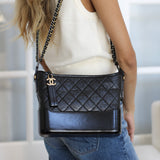Chanel Black Lambskin New Medium Gabrielle Hobo with Mixed-Metal Hardware