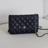 Chanel Black Caviar Wallet on Chain with Silver Hardware