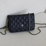 Chanel Black Caviar Wallet on Chain with Silver Hardware