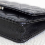 Chanel Black Caviar Wallet on Chain with Silver Hardware
