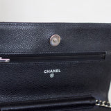 Chanel Black Caviar Wallet on Chain with Silver Hardware