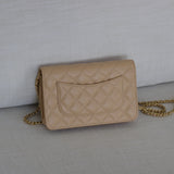 Chanel Beige Clair Caviar Wallet on Chain with Gold Hardware