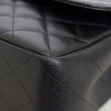 Chanel Black Caviar Single Flap Jumbo with Silver Hardware