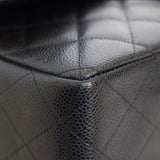 Chanel Black Caviar Single Flap Jumbo with Silver Hardware