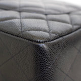 Chanel Black Caviar Single Flap Jumbo with Silver Hardware