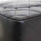 Chanel Black Caviar Single Flap Jumbo with Silver Hardware