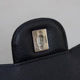 Chanel Black Caviar Single Flap Jumbo with Silver Hardware