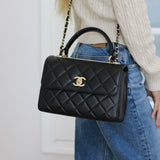 Chanel Black Lambskin Small Trendy Top Handle with Light Gold Hardware