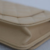 Chanel Beige Clair Caviar Wallet on Chain with Gold Hardware