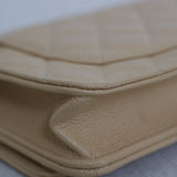 Chanel Beige Clair Caviar Wallet on Chain with Gold Hardware