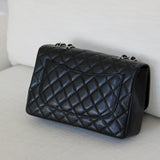Chanel Black Caviar Single Flap Jumbo with Silver Hardware
