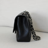 Chanel Black Caviar Single Flap Jumbo with Silver Hardware