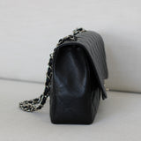 Chanel Black Caviar Single Flap Jumbo with Silver Hardware