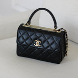 Chanel Black Lambskin Small Trendy Top Handle with Light Gold Hardware