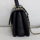 Chanel Black Lambskin Small Trendy Top Handle with Light Gold Hardware