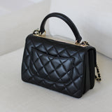 Chanel Black Lambskin Small Trendy Top Handle with Light Gold Hardware