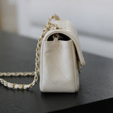 Chanel 17C Ivory Caviar Mini Rectangle with Light Gold Hardware