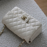 Chanel 17C Ivory Caviar Mini Rectangle with Light Gold Hardware