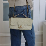 Chanel 13P Iridescent Ivory Caviar Country Chic Flap with Aged Gold Hardware