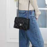 Chanel 23K Black Caviar Mini Square with Silver Hardware