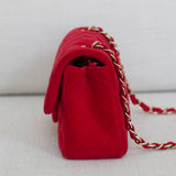 Chanel Red Velvet Mini Rectangle with Light Gold Hardware