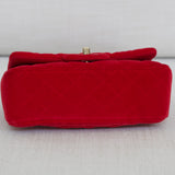 Chanel Red Velvet Mini Rectangle with Light Gold Hardware