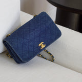 Vintage Chanel Blue Denim Full Flap with 24k Gold Hardware