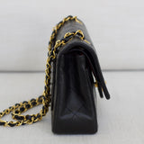 Vintage Chanel Black Lambskin Small Classic Flap with 24k Gold Hardware