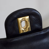 Vintage Chanel Black Lambskin Small Classic Flap with 24k Gold Hardware