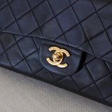 Vintage Chanel Black Lambskin Small Classic Flap with 24k Gold Hardware