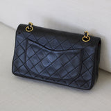 Vintage Chanel Black Lambskin Small Classic Flap with 24k Gold Hardware