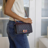 Chanel Iridescent Purple Goatskin Small Boy with Iridescent Rainbow Hardware